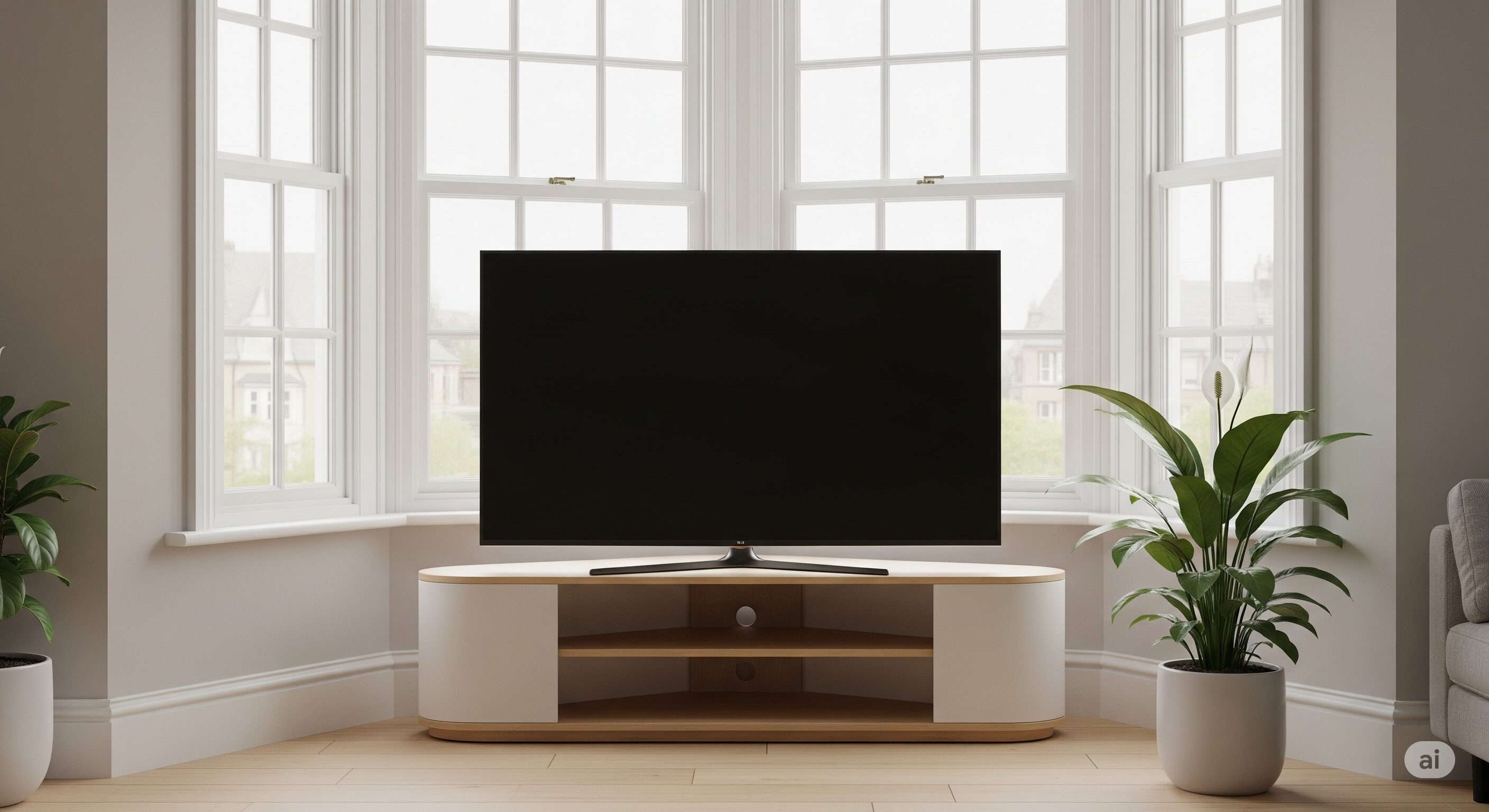 部屋の角にテレビを置く風水、出窓での工夫
