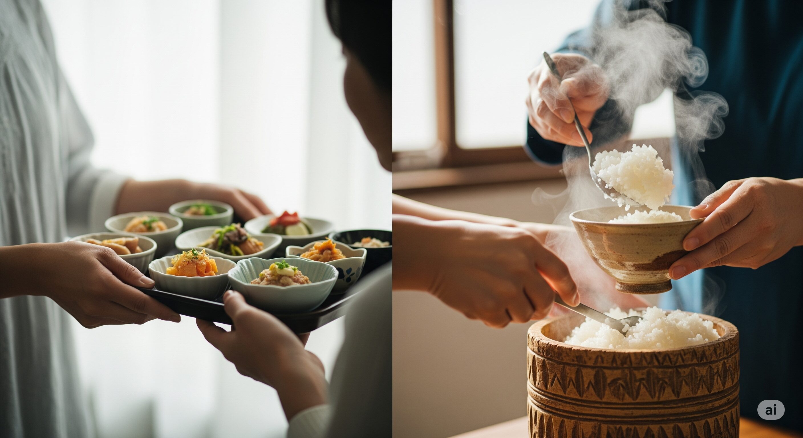 料理を運ぶ・ご飯をよそう夢は交流のサイン