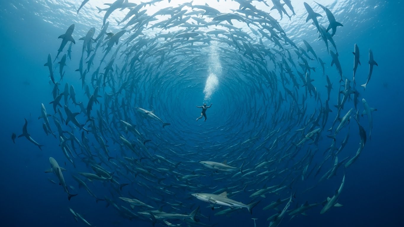 大群のサメから逃げるパニック状態の深層心理